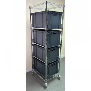 Chrome Wire Euro Box Cart With 4 X 330mm Boxes
